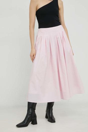 Bavlněná sukně Birgitte Herskind růžová barva, maxi, áčková