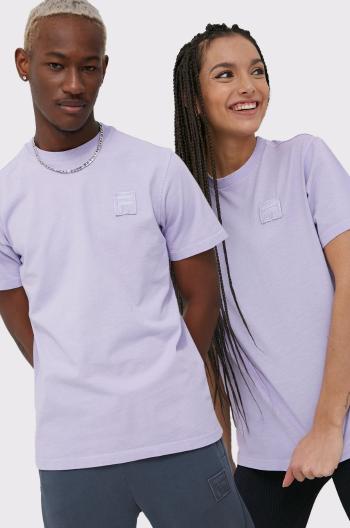 Bavlněné tričko Fila fialová barva, s aplikací