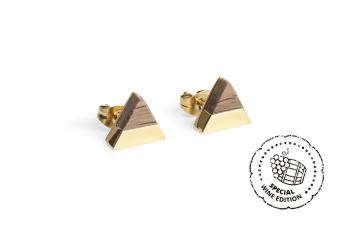 Náušnice s dřevěným detailem White Wine Gold Earrings z chirurgické oceli s možností výměny či vrácení do 30 dnů
