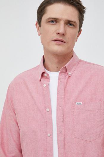 Bavlněné tričko Pepe Jeans fialová barva, regular, s klasickým límcem