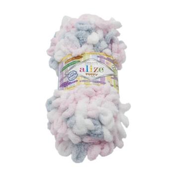 Bellatex Příze PUFFY color bílá, šedá, světle růžová, 100 g / 9 m