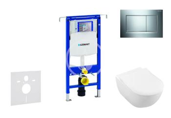 GEBERIT Duofix Modul pro závěsné WC s tlačítkem Sigma30, lesklý chrom/chrom mat + Villeroy Boch WC a sedátko, DirectFlush, SoftClose, CeramicPlus 111.355.00.5 NI6