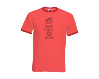 Pánské tričko s kontrastními lemy Keep calm and eat pizza