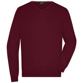 James & Nicholson Pánský bavlněný svetr JN659 - Bordeaux | XXL