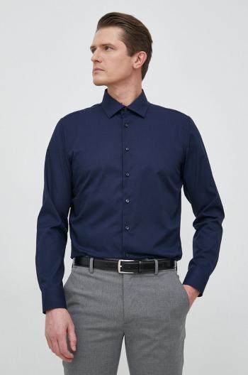 Bavlněné tričko Seidensticker tmavomodrá barva, slim, s klasickým límcem