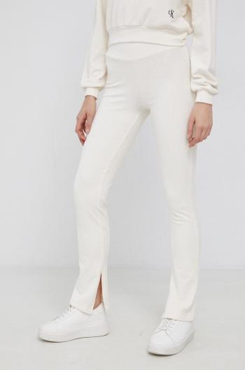 Manšestr Calvin Klein Jeans dámské, krémová barva, jednoduché, high waist