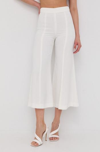 Kalhoty Twinset dámské, bílá barva, zvony, high waist