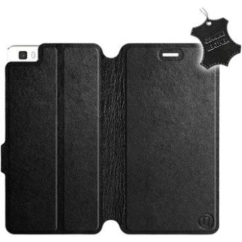 Flip pouzdro na mobil Huawei P8 Lite - Černé - kožené - Black Leather (5903226493852)
