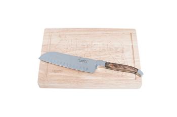Santoku nůž s prkénkem Laguiole Luxury 17 cm olive