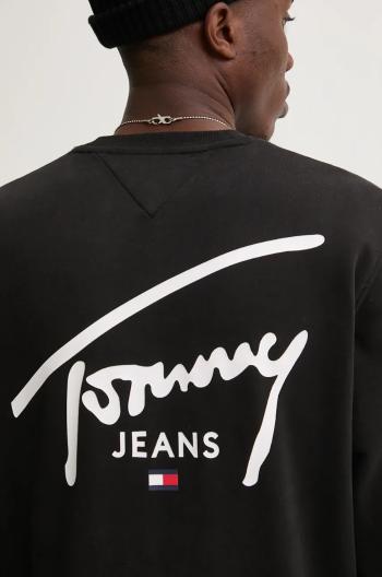 Bavlněná mikina Tommy Jeans pánská, černá barva, s potiskem, DM0DM19230