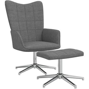Relaxační křeslo se stoličkou tmavě šedé textil, 327997 (327997)