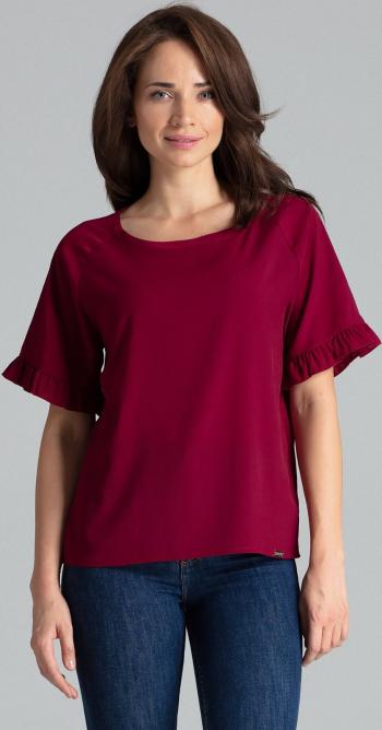 HALENKA S VOLÁNOVÝMI RUKÁVY L052 DEEP RED Velikost: XL