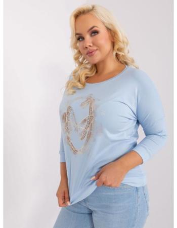 Dámská halenka plus size s kamínky BIEN světle modrá