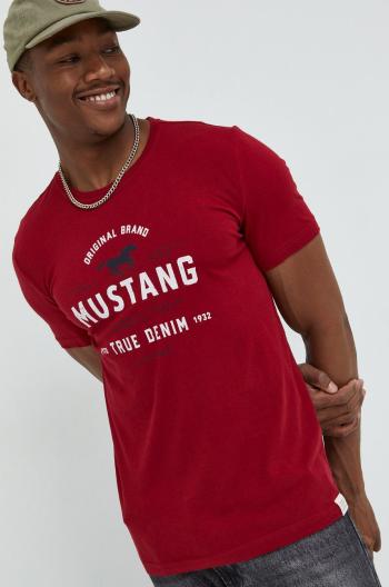 Bavlněné tričko Mustang červená barva, s potiskem
