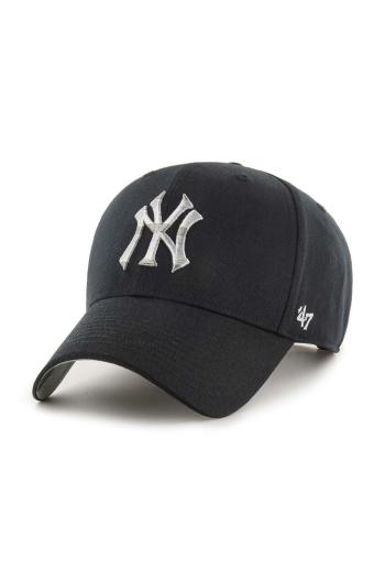 Bavlněná baseballová čepice 47brand MLB New York Yankees černá barva, s aplikací