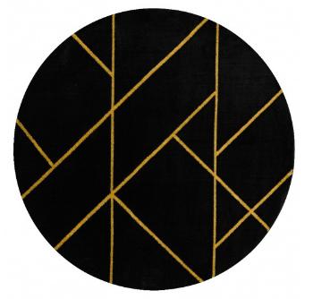 Dywany Łuszczów Kusový koberec Emerald geometric 1012 black and gold kruh - 200x200 (průměr) kruh cm Černá