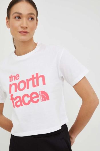 Bavlněné tričko The North Face bílá barva