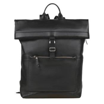 Trendy kožený batoh Burkely Rolltop - černá