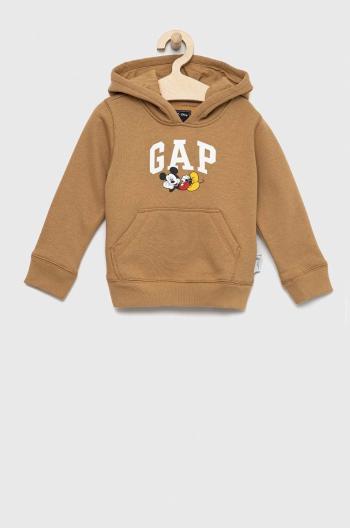 Dětská mikina GAP X Disney béžová barva, s kapucí, s potiskem
