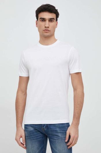 Bavlněné tričko Emporio Armani bílá barva, s aplikací