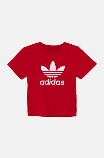 Dětské bavlněné tričko adidas Originals TREFOIL TEE červená barva, s potiskem, IY7423