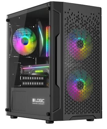 LOGIC PC skříň Aramis ARGB MINI 1x USB 3.0, 2x USB 2.0 + audio, černá, bez zdroje