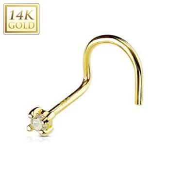 Šperky4U Zlatý piercing do nosu - zirkon 2 mm, Au 585/1000 - ZL01010-YG