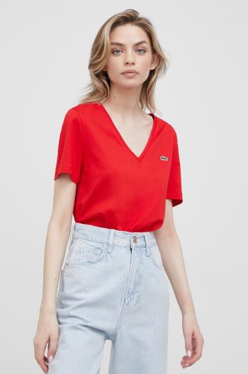 Bavlněné tričko Lacoste červená barva