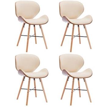 Jídelní židle 4 ks krémové umělá kůže a ohýbané dřevo (279499)