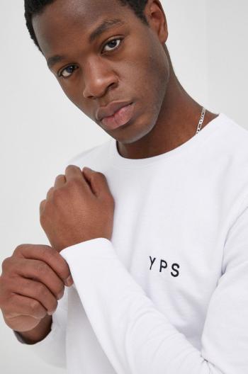 Bavlněné tričko s dlouhým rukávem Young Poets Society pánská, bílá barva, hladký