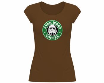 Dámské tričko velký výstřih Starwars coffee