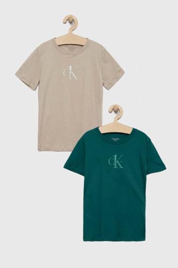 Dětské bavlněné tričko Calvin Klein Underwear tyrkysová barva, s potiskem