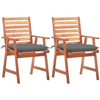 Zahradní jídelní židle 2 ks s poduškami masivní akáciové dřevo, 3064336 (3064336)