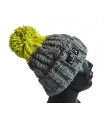 R-Spekt Kulich MAXI PomPom beanie šedý citron