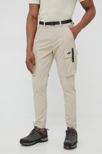 Kalhoty 4F pánské, béžová barva, jednoduché