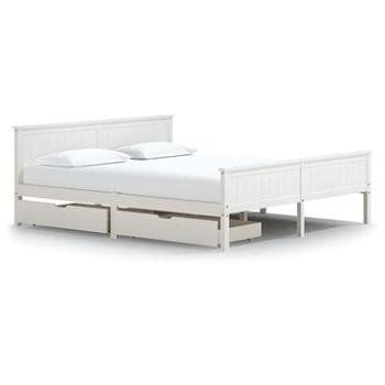 Rám postele se 2 zásuvkami bílý masivní borovice 200 × 200 cm, 3060514 (3060514)