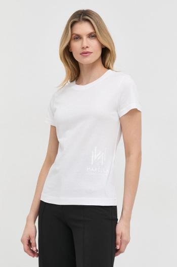 Bavlněné tričko Marella Bílá barva