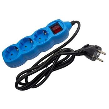 Schuko prodlužovací kabel 3 zásuvky 1,5m modrý s vypínačem (ESEG3-1.5-SW-BL)