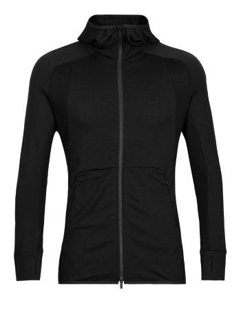 pánská mikina s kapucí, zip ICEBREAKER Mens ZoneKnit™  LS Zip Hoodie, Black velikost: M