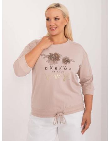 Dámská halenka plus size s žebrovaným lemem béžová  