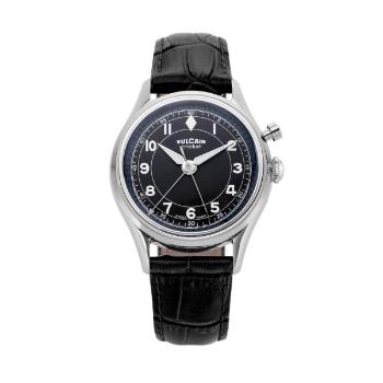 Vulcain Cricket Classique 36 mm - Black/White/Blue - Black Alligator