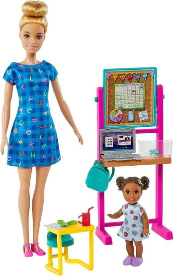 Mattel Barbie Povolání Herní set s panenkou - Učitelka v modrých šatech DHB63