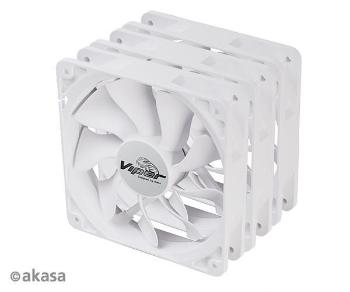 AKASA ventilátor Viper, White Fan 12cm, 120x120x25mm, HDB, 4 pin PWM, 3ks v balení, bílá