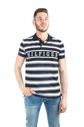 Tommy Hilfiger pánské tmavě modré pruhované polo Stripe