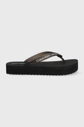 Žabky Calvin Klein Jeans Beach Sandal Flatform dámské, černá barva, na platformě