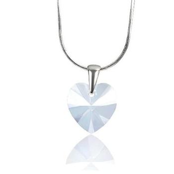 SILVEGO stříbrný přívěsek Srdce White Opal se Swarovski Crystals LSW136P