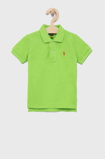 Dětská bavlněná polokošile Polo Ralph Lauren zelená barva, hladký