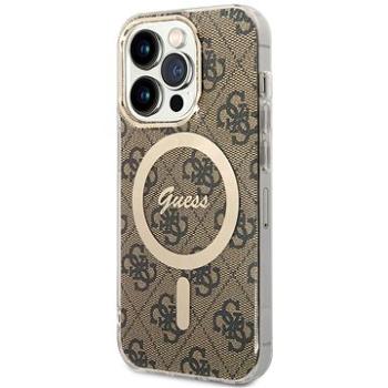 Guess 4G IML MagSafe Kompatibilní Zadní Kryt pro iPhone 14 Pro Brown (GUHMP14LH4STW)