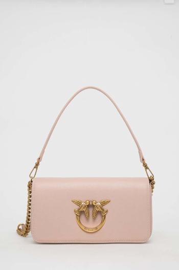 Kožená kabelka Pinko růžová barva