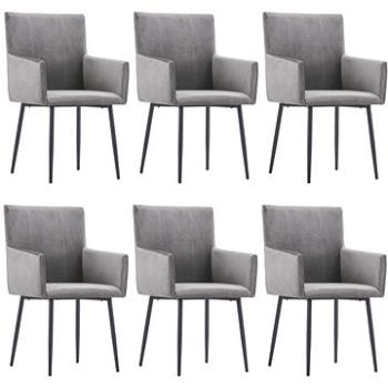 Jídelní židle s područkami 6 ks šedé samet  (3051090)